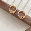 Pendiente Redondo de Nudo Geométrico Simple de Moda Exquisito Pequeño Mini Dorado Temperamento Personalidad Estilo Sencillo