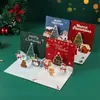 Tarjeta de Felicitación Navideña Estéreo 3D Vacaciones de Año Nuevo Mensaje de Bendición de Acción de Gracias Plegable Tarjeta Pequeña Regalo de Nochebuena Transfronterizo