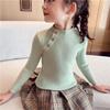 Suéter de Otoño e Invierno para Mujer y Niño, Estilo Occidental para Bebé, Personalidad Infantil Moderna Coreana de Color Sólido, Cuello Medio Alto con Botones, Suéter Dulce de Punto