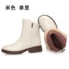 Botas Color Humo Moda Simple Color Sólido Modernas Geniales de Caña Media Suela Gruesa Botas Martin Zapatos de Mujer Pie Pequeño Retro Conveniente Cremallera Trasera
