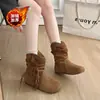 Botines Birkenstock Planos de Punta Redonda Franceses para Mujer 2026 Otoño/Invierno Nuevos Botines Versátiles con Borla y Tacón Apilado Suela Suave Botas Martin