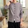 Camisa de Linho Masculina Estilo Chinês Casaco Estilo Chinês Botão Traje Tang Algodão Linho República da China Traje Zhongshan Jaqueta Vintage Casaco Masculino