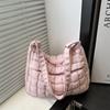 Bolso Grande de Estilo Coreano para Mujer 2025 Otoño e Invierno Nueva Moda Bolso de Algodón Plisado Bolso Tote Cruzado para Ropa de Trabajo Casual