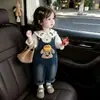 Pantalón de mezclilla unisex para niños de primavera y otoño Mono elegante para bebé Personalidad infantil Marca de moda Estilo coreano Mono de dibujos animados en 3D