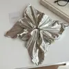 Elástico de Cabelo de Couro Prata, Novo Estilo Tendência 2025 Corda de Cabelo para Rabo de Cavalo Alto para Mulheres, Acessório de Cabelo de Alta Elasticidade