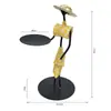 Candelabro de Hierro Vintage Adorno Pequeño Creativo para el Hogar Estilo Europeo Romántico Portavelas Accesorio de Sombrero de Paja Pastoral Decoración de Mesa