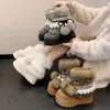 Sapatos de Algodão Quentes da Moda para Inverno, Meia-Canela, Novo Estilo, Engrossados com Bolas de Pelo, Confortáveis e Macios