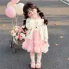 Conjunto de dos piezas para niña estilo coreano: cárdigan con alas y falda de tul, nueva colección primavera/otoño 2026, atuendo moderno y elegante para niñas pequeñas