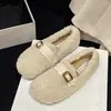 Zapatos pequeños de peluche blancos para mujer, nuevos mocasines slip-on 2026, zapatos de algodón de felpa corta supersuaves para mujeres embarazadas, populares en línea