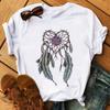 Nueva camiseta de verano para mujer con estampado de flores y campanillas de viento, estilo kawaii, estilo Harajuku informal, de cuello redondo