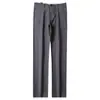 Estación Europea 2026 Otoño e Invierno Pantalones Rectos para Hombre, Algodón Elástico, Gris Oscuro Lavado, Original Nuevos Gruesos Pantalones Casual de Negocios