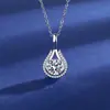 Xiaohongshu Kuaishou Douyin Celebridade da Internet Transmissão Ao Vivo Colar Banhado a Prata Pedra de Alto Carbono Diamante Quadrado Gota d'Água Formato Pera Pingente Feminino Atacado
