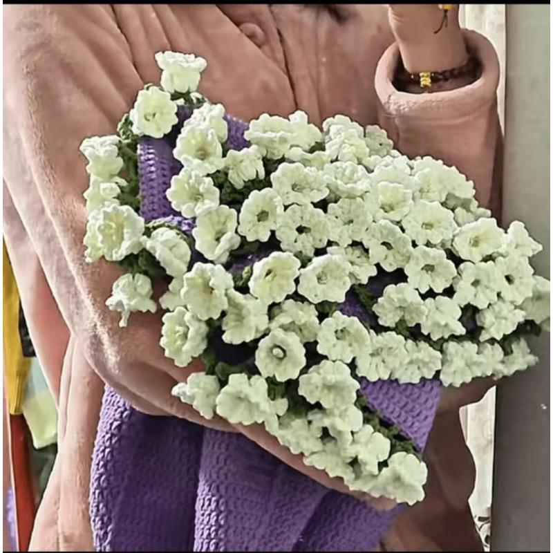 玫瑰花束毯子手工编织diy材料包毛线团钩织花朵毛毯花勾针铃兰