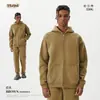 Conjunto unisex de sudadera con capucha y pantalones de chándal, forrado de forro polar, grueso, para otoño e invierno, marca de tendencia estilo americano, adecuado para adolescentes, con cremallera