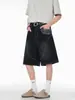 Shorts de mezclilla de estilo americano con diseño de cachemira deconstruido para hombre, prenda exterior de verano, diseño moderno, frescos y transpirables, corte holgado, hasta la rodilla