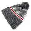 Gato Hermano Estilo Fair Isle Gorro de Lana Otoño e Invierno Gorro con Bola de Pelo Protección para Orejas Tendencia para Hombres y Mujeres Gorro Cálido de Punto