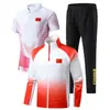 Roupas novas para treino T-shirt com lapela para homens e mulheres, conjunto esportivo, roupas familiares, conjunto de três peças, estilo nacional, roupas para treino de basquete e corrida