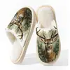 Pantuflas de Algodón de Venta Caliente Exclusivas Transfronterizas con Estampado de Ciervos del Bosque para Hombres y Mujeres, Otoño e Invierno, Pod Transfronterizo Jit Dropshipping