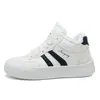 28329 Tenis blancos de invierno de caña alta con forro de felpa, estilo coreano, para estudiantes, zapatillas deportivas casuales, zapatos de mujer, con cordones, cálidos, punta redonda