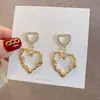 Nuevos Pendientes Dorados con Forma de Corazón de Pedrería Estilo Coreano Geométricos de Moda Tachuelas Accesorios para Orejas Minimalistas de Nicho