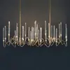 Lámpara de araña de lujo creativa para sala de estar, diseño nórdico, villa, comedor, dormitorio, bar, modelo largo, iluminación de cristal