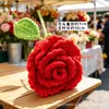 Ramo de Rosas de Lana Tejidas a Crochet Hecho a Mano para el Festival Qixi, Día de San Valentín, Día del Maestro, Boda o como Regalo de Cumpleaños para un Amigo