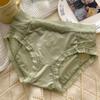 Ropa interior de seda de hielo dulce para niña, pura, sexy, con realce de cadera, transpirable, de cintura media, agradable para la piel, bragas rojas envolventes para mujer