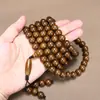 Pulseira Autêntica de Madeira de Seis Vias com 108 Contas para Homens e Mulheres, Pulseira de Madeira de Grão Fino Dragão, Estilo Chinês Preço de Atacado