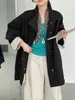Luego, el gabán estrella~ Gabán casual de estilo coreano, talla grande, con cuello alto para mujer, chaqueta de color block a rayas para mujeres petite 5085
