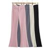 Pantalones de traje ajustados y elásticos de cintura alta de estilo europeo y americano para mujer, nuevos pantalones acampanados con drapeado adelgazante de otoño 2023