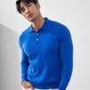 100% Caxemira Pura Outono e Inverno 2026 Novo Suéter Masculino de Tricô Curto com Gola Polo Suéter Quente Solto