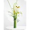 Jarrón ornamento de tubo de bambú verde fresco pequeño arte floral de bambú anillo de nudo de bambú decoración creativa para bodas arreglo contenedor de flores de tubo de bambú