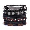 Pulseira de couro tecida à mão para homens, estilo europeu e americano, transfronteiriça, hip-hop, punk, série de conjuntos diy, primeira joia, atacado
