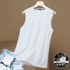 2025 Verão Masculino Fino Respirável Cor Lisa Malha Colete Macio e Confortável Camiseta Esportiva Tendência Camisa Base para Homens