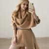 2025 Ambiente Relajado Elegante Transfronterizo Cuello Bufanda Cardigan de Punto Elegante Relajado Chaqueta Corta con