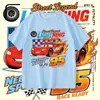 Camiseta de Verano de Algodón con Mangas Cortas de Carreras para Niños Rayo McQueen, Top Elegante para Niños Pequeños