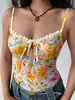2026 Camisola Floral Transfronteriza Europea y Americana con Adorno de Encaje de Atar Corta Estilo Dulce y Picante Prenda Interior Estilo Vacacional