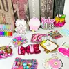 Parche de Gatito Helado de Dibujos Animados Acrílico Lindo Huevo Helado Pizarra Joyería DIY Brillo Fino Crayón Manzana