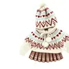 Conjunto de punto Fair Isle para niña de otoño e invierno, que incluye gorro de punto, suéter y prenda exterior, combinado con una falda plisada - un atuendo de dos piezas