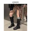 Versión de cuero suave~botas largas de caña ancha plisadas, botas por encima de la rodilla, botas largas de tacón grueso, botas de plataforma para mujer, botas altas de montar