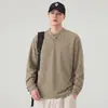 Camiseta masculina de manga longa estilo americano com gola henley de um botão, nova coleção primavera e outono 2026, top casual de luxo para usar por baixo