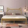 Cama simples moderna de ferro forjado 1,2m para apartamentos de aluguel, cama de solteiro para uso doméstico, cama de casal orelha de gato estilo ins, popular online 1,5m