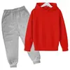 Outono 2026 Moletom Liso com Forro de Lã Infantil Conjunto de Roupas da Moda para Crianças Fabricante de Moletom com Capuz Em Estoque Estampar Logo