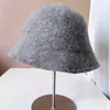Chapéu de pescador liso estilo japonês em mistura de lã feminino chapéu de inverno quente de tricô chapéu de bacia versátil chapéu de pescador de cor sólida moda