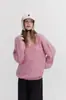 Nueva colección otoño/invierno 2026: Suéter de punto para mujer de corte holgado, estilo coreano, con cuello en V, diseñado para un look relajado y favorecedor, y fácil de combinar con otros atuendos
