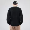 Suéter de Lana Lavada Pesado de Punto Grueso Estilo Retro Americano para Hombre Otoño Invierno Nuevo Estilo Suéter de Lana Simple Holgado Estilo Perezoso Ropa de Punto