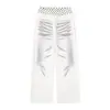 Pantalones de pierna ancha de doble cintura con estampado de lunares estilo americano para mujer, nuevo estilo casual perezoso suelto con cordón, otoño 2026
