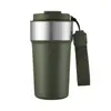 Copo térmico transfronteiriço, caneca de café de aço inoxidável 304, portátil e elegante, adequado para uso ao ar livre, uso no carro e com opções duplas de bebida