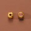 Accesorios Antiguos Vietnamitas de Oro de Arena Alta Retención de Color Cuentas Espaciadoras Colgante de Zirconio Incrustado de Durazno Cadena de Extensión para Pulsera y Collar Joyería DIY