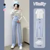 Pantalones de Maternidad Verano Estilo Delgado Ropa Exterior Pantalones de Pierna Ancha de Seda Helada para Mujer Caída Talla Grande Pantalones Casuales de Pierna Recta Ropa de Maternidad Estilo Verano